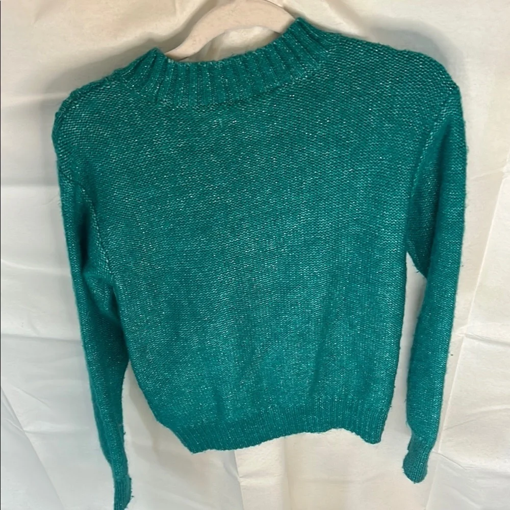 Epic Threads Teal shimmering Cable Knit Sweater with Mock Turtleneck
